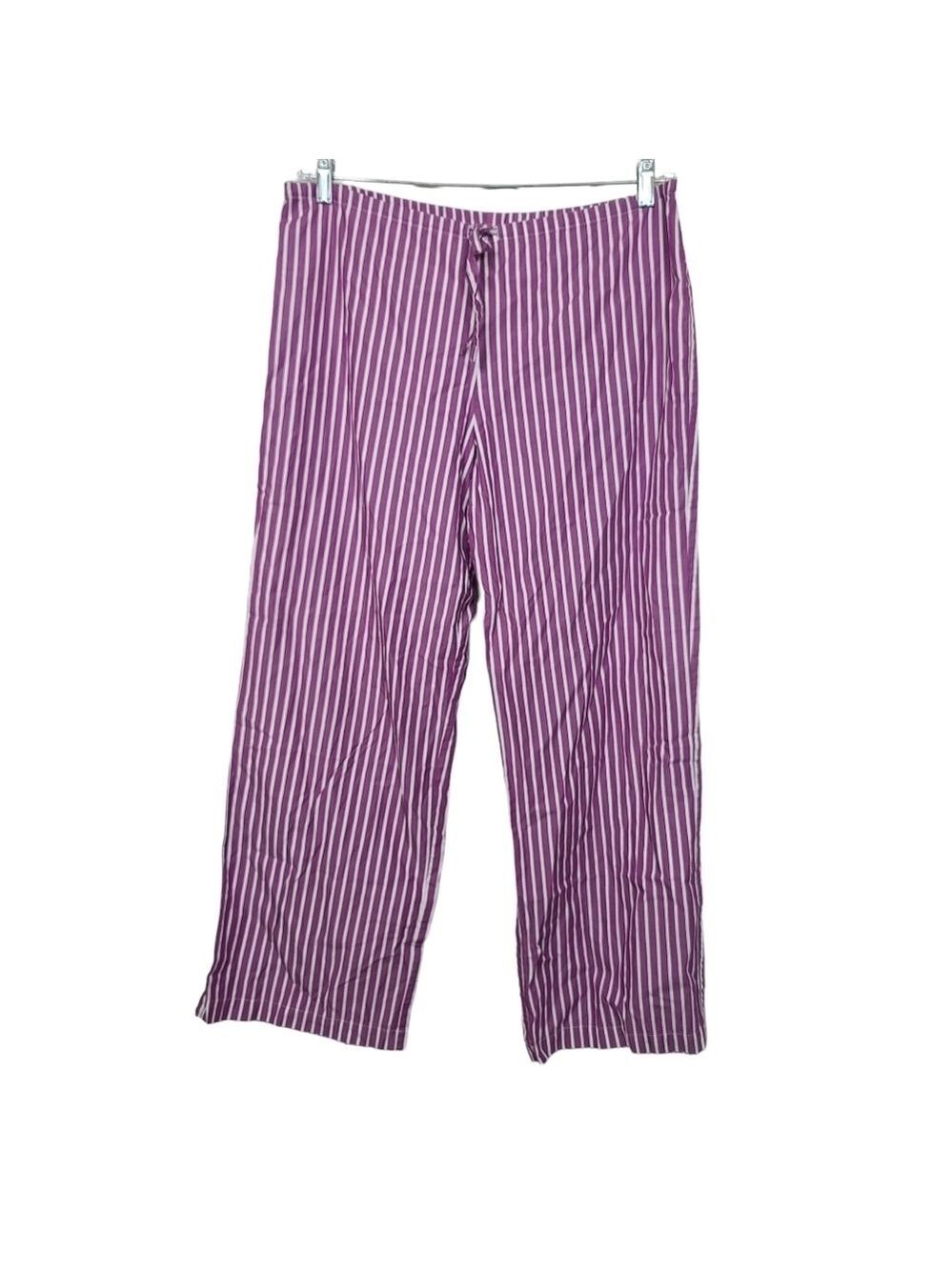 Carole Hochman White Purple Striped Drawstrings Pajama Pants L